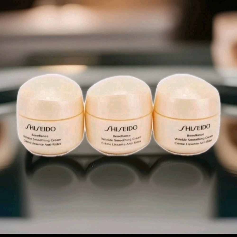 3 x Shiseido Benefiance Wrinkle Smoothing Cream NEW, 15ml/0.53oz each